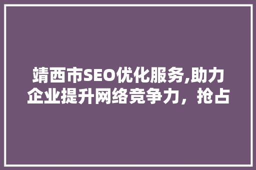 靖西市SEO优化服务,助力企业提升网络竞争力，抢占市场先机