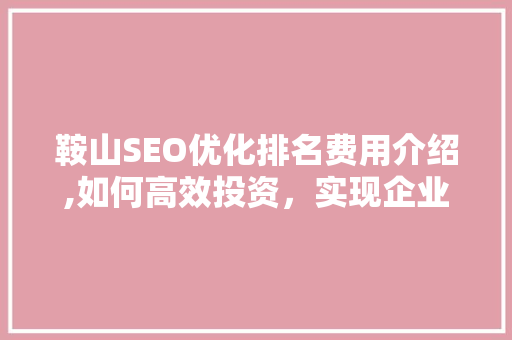 鞍山SEO优化排名费用介绍,如何高效投资，实现企业网络营销目标