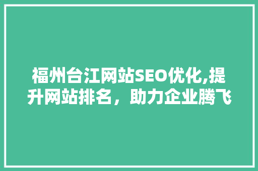福州台江网站SEO优化,提升网站排名，助力企业腾飞