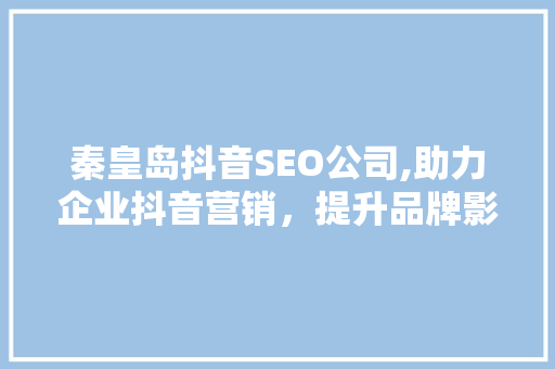 秦皇岛抖音SEO公司,助力企业抖音营销，提升品牌影响力