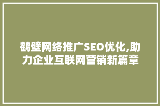 鹤壁网络推广SEO优化,助力企业互联网营销新篇章