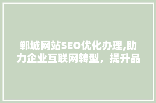 郸城网站SEO优化办理,助力企业互联网转型，提升品牌影响力