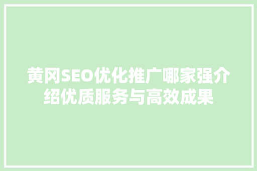 黄冈SEO优化推广哪家强介绍优质服务与高效成果