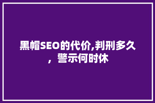 黑帽SEO的代价,判刑多久，警示何时休