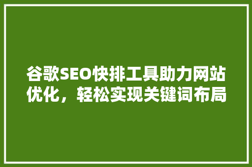谷歌SEO快排工具助力网站优化，轻松实现关键词布局