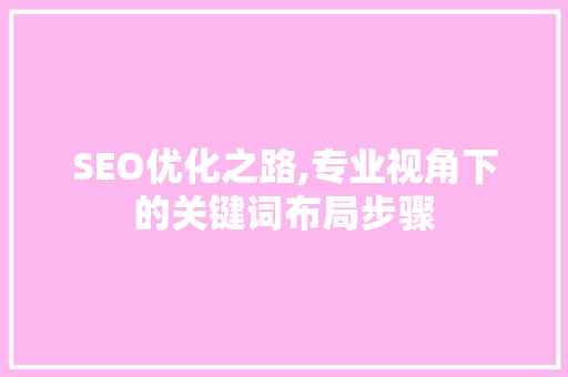SEO优化之路,专业视角下的关键词布局步骤