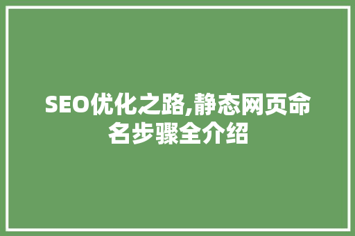 SEO优化之路,静态网页命名步骤全介绍