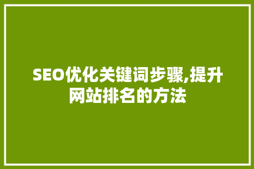 SEO优化关键词步骤,提升网站排名的方法