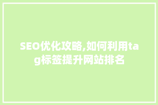 SEO优化攻略,如何利用tag标签提升网站排名