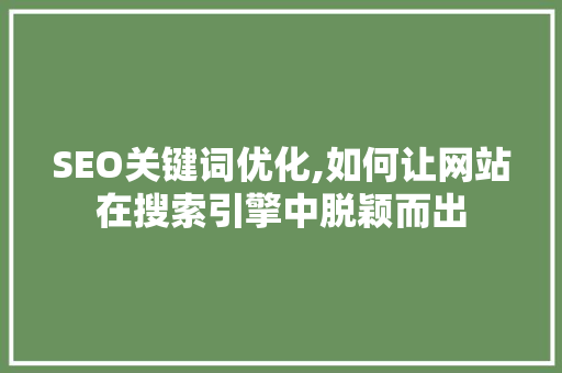 SEO关键词优化,如何让网站在搜索引擎中脱颖而出
