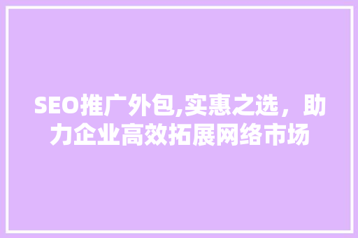 SEO推广外包,实惠之选，助力企业高效拓展网络市场