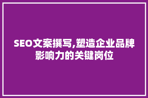SEO文案撰写,塑造企业品牌影响力的关键岗位