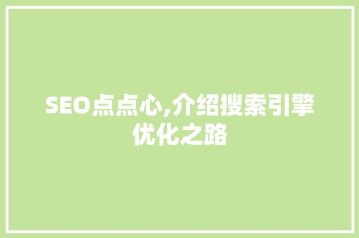 SEO点点心,介绍搜索引擎优化之路