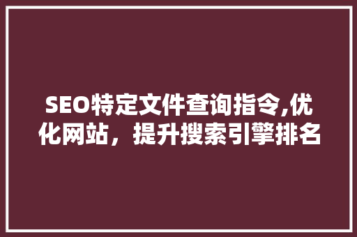 SEO特定文件查询指令,优化网站，提升搜索引擎排名的关键步骤