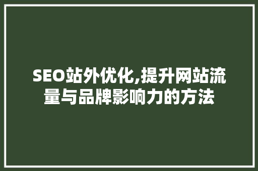 SEO站外优化,提升网站流量与品牌影响力的方法