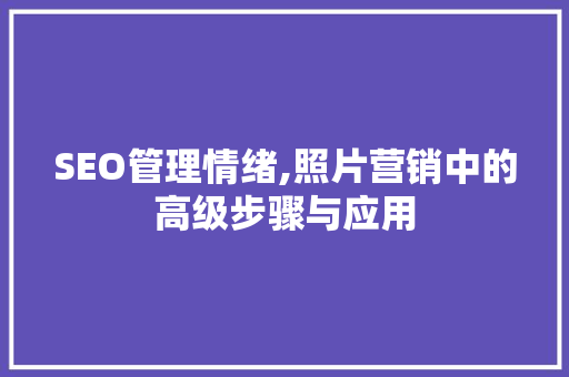 SEO管理情绪,照片营销中的高级步骤与应用