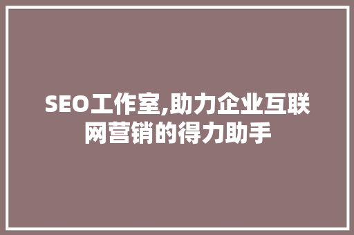 SEO工作室,助力企业互联网营销的得力助手
