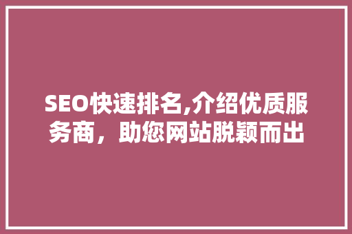 SEO快速排名,介绍优质服务商，助您网站脱颖而出