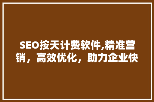 SEO按天计费软件,精准营销，高效优化，助力企业快速崛起