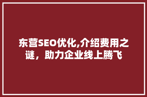 东营SEO优化,介绍费用之谜，助力企业线上腾飞