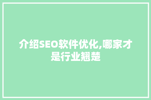 介绍SEO软件优化,哪家才是行业翘楚