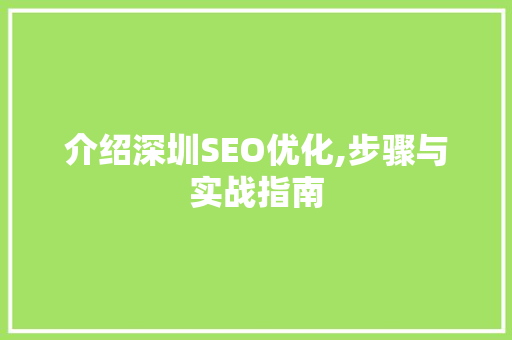 介绍深圳SEO优化,步骤与实战指南
