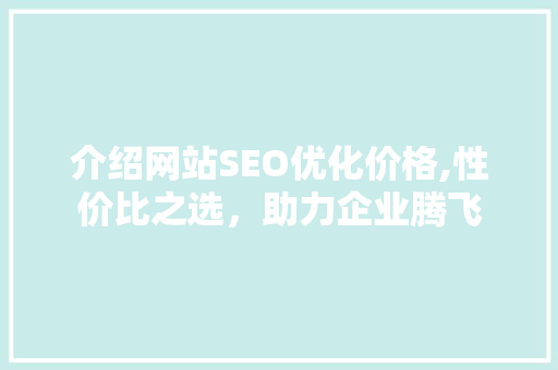 介绍网站SEO优化价格,性价比之选，助力企业腾飞