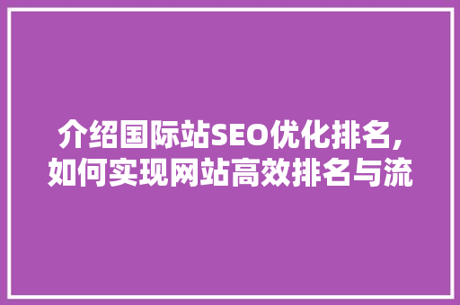 介绍国际站SEO优化排名,如何实现网站高效排名与流量增长