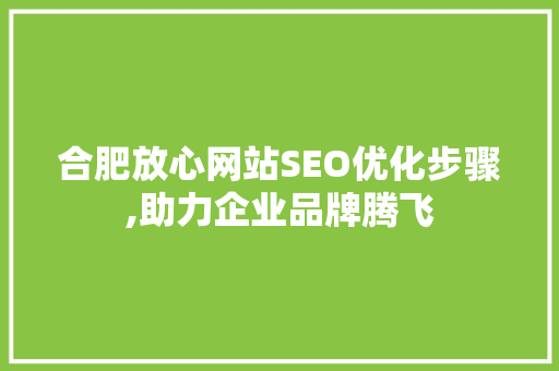 合肥放心网站SEO优化步骤,助力企业品牌腾飞