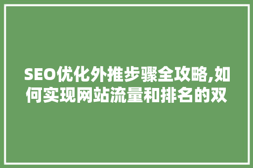 SEO优化外推步骤全攻略,如何实现网站流量和排名的双丰收