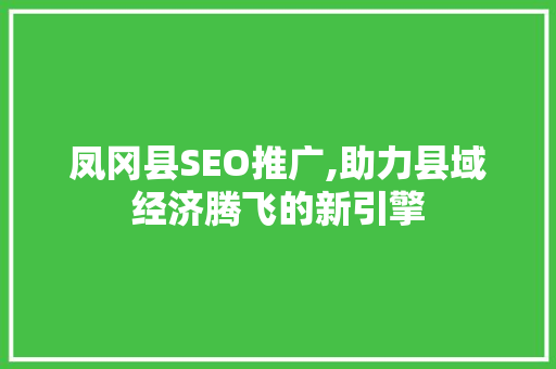 凤冈县SEO推广,助力县域经济腾飞的新引擎