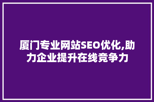厦门专业网站SEO优化,助力企业提升在线竞争力