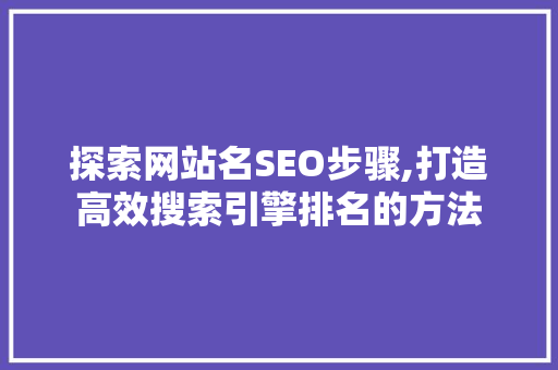 探索网站名SEO步骤,打造高效搜索引擎排名的方法