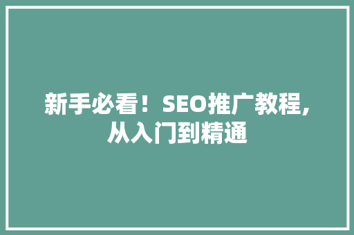 新手必看！SEO推广教程,从入门到精通