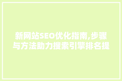 新网站SEO优化指南,步骤与方法助力搜索引擎排名提升