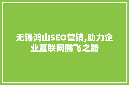 无锡鸿山SEO营销,助力企业互联网腾飞之路