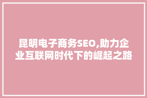 昆明电子商务SEO,助力企业互联网时代下的崛起之路