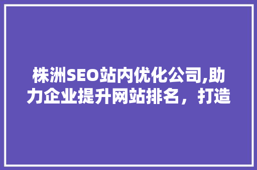 株洲SEO站内优化公司,助力企业提升网站排名，打造网络品牌新高度