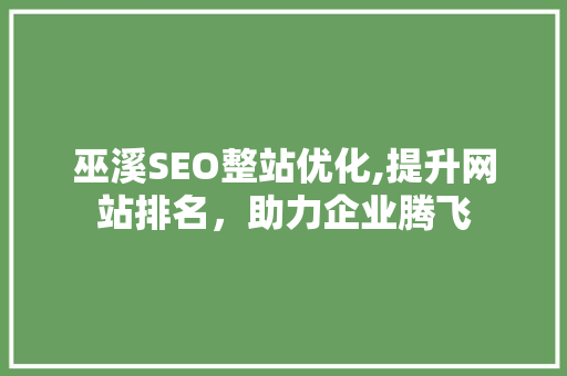 巫溪SEO整站优化,提升网站排名，助力企业腾飞