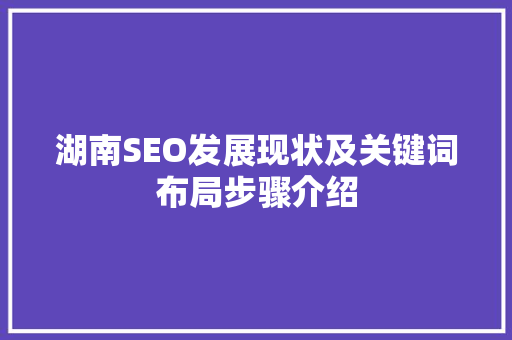 湖南SEO发展现状及关键词布局步骤介绍