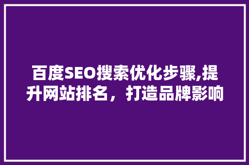 百度SEO搜索优化步骤,提升网站排名，打造品牌影响力