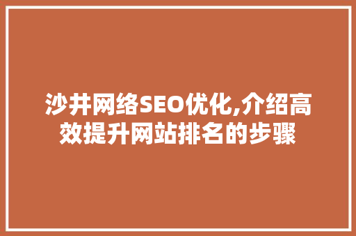 沙井网络SEO优化,介绍高效提升网站排名的步骤