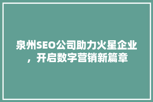 泉州SEO公司助力火星企业，开启数字营销新篇章