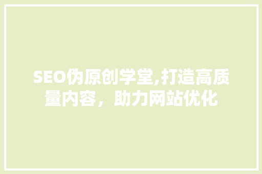 SEO伪原创学堂,打造高质量内容，助力网站优化