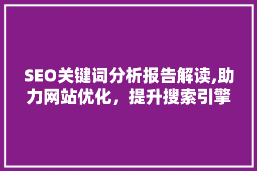 SEO关键词分析报告解读,助力网站优化，提升搜索引擎排名