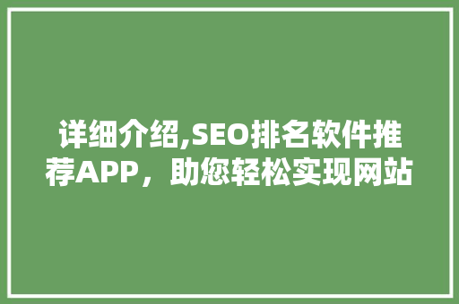 详细介绍,SEO排名软件推荐APP，助您轻松实现网站优化