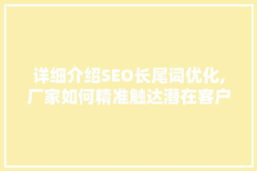 详细介绍SEO长尾词优化,厂家如何精准触达潜在客户