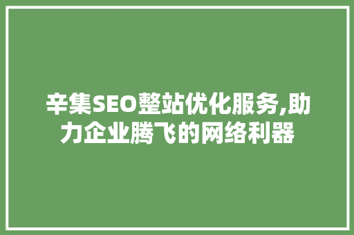 辛集SEO整站优化服务,助力企业腾飞的网络利器