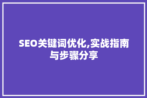 SEO关键词优化,实战指南与步骤分享