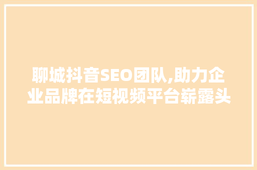 聊城抖音SEO团队,助力企业品牌在短视频平台崭露头角